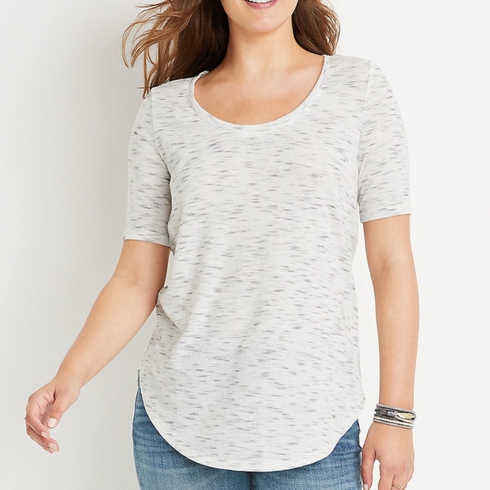 24/7 Women’s Flawless Gray Spacedye Tunic Tee Size S Maurice’s Comfy Soft